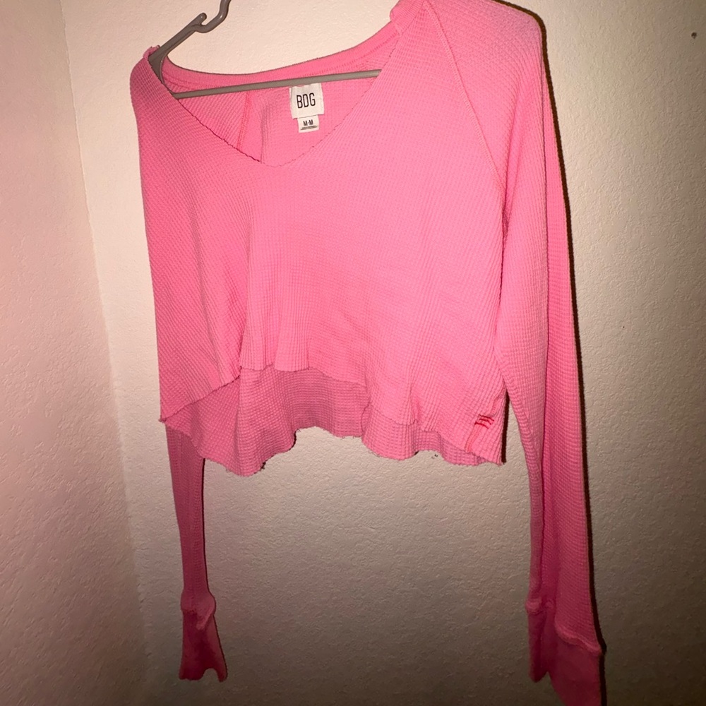 BDG Pink V-Neck Crop Top